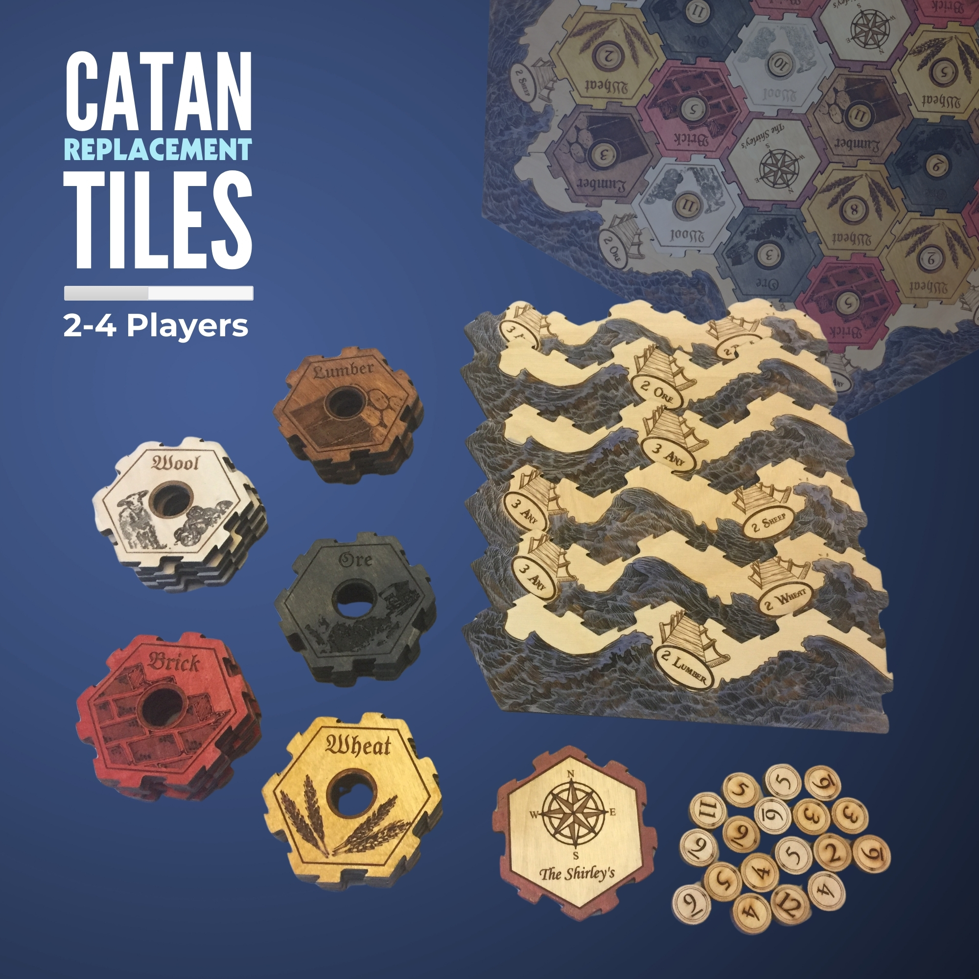 4P Baltic Birch Interlocking Catan Set