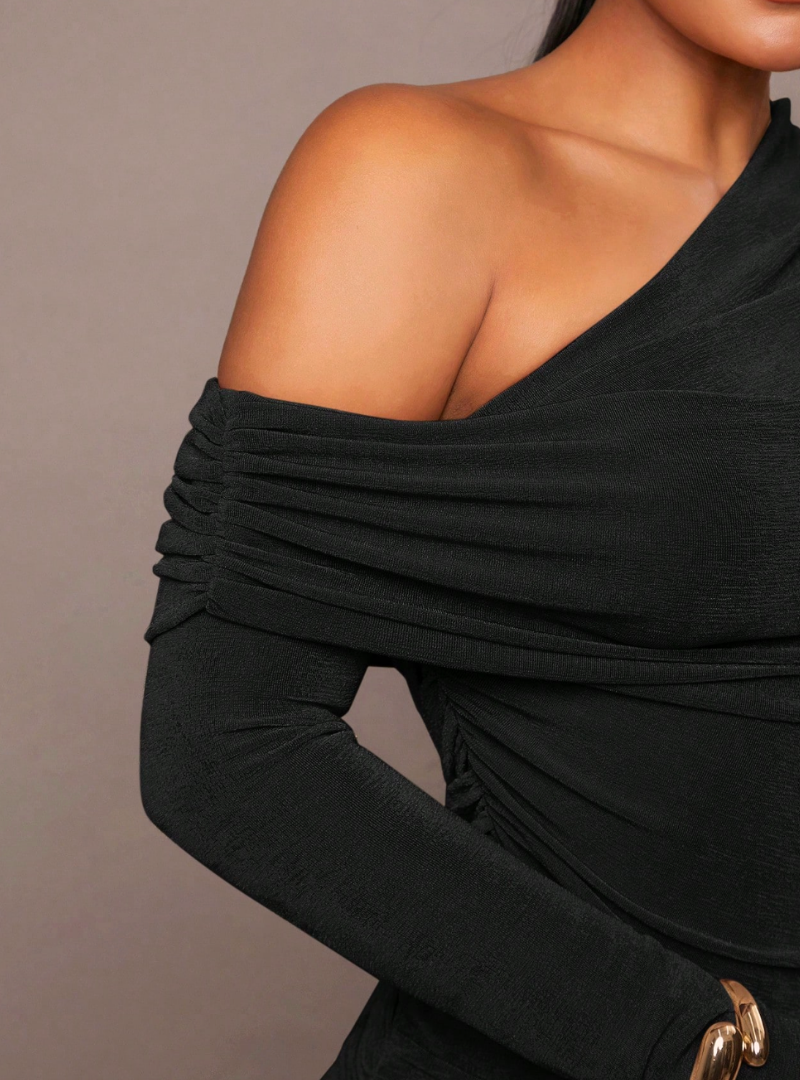 One-Shoulder Black Dress