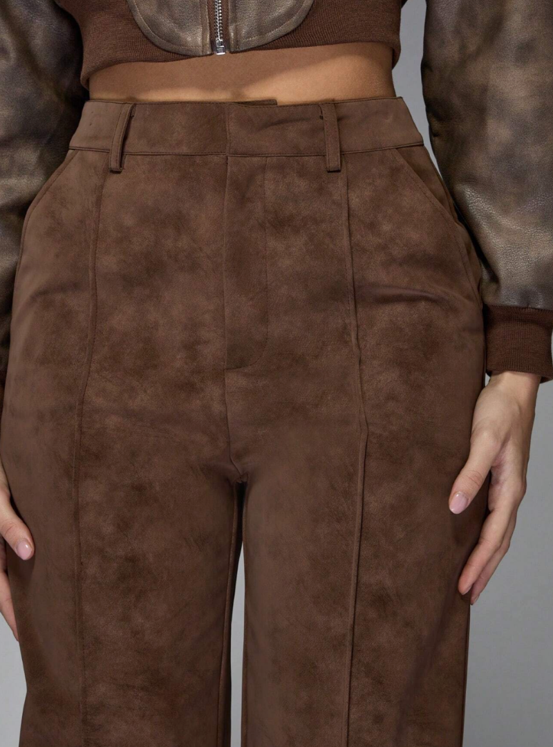 Frontier Luxe Pleat Stitch Suede Trousers