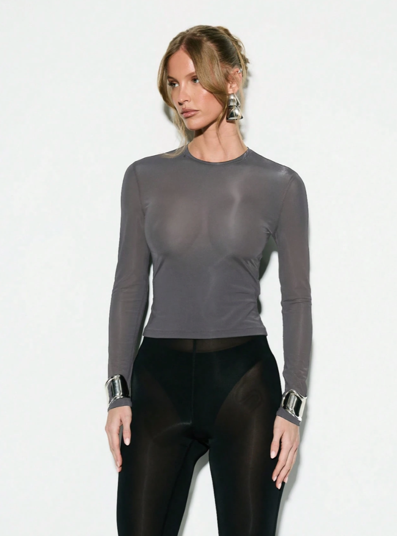 Sheer Dominance x Sculpt Grey Long Sleeve Top