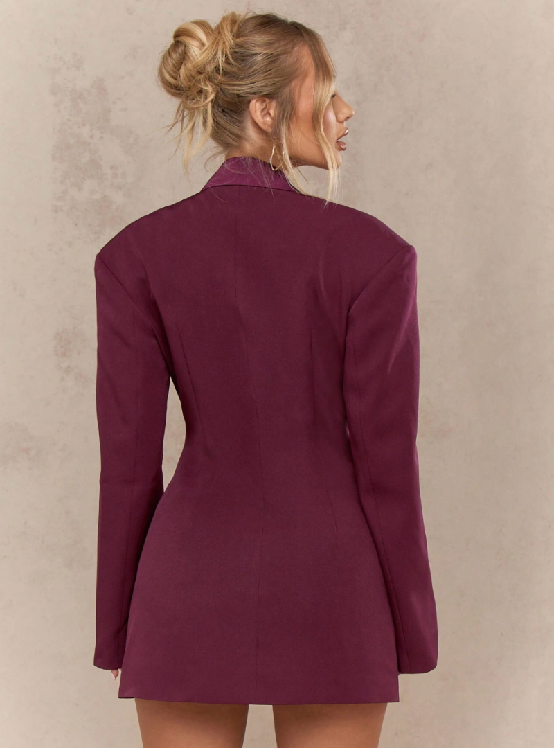 Command Attention Double-Breasted Blazer Dress
