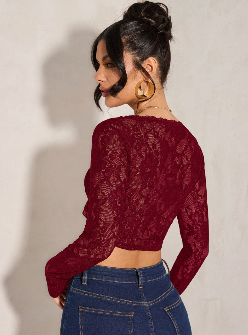Scarlet Whimsy Tie-Front Blouse
