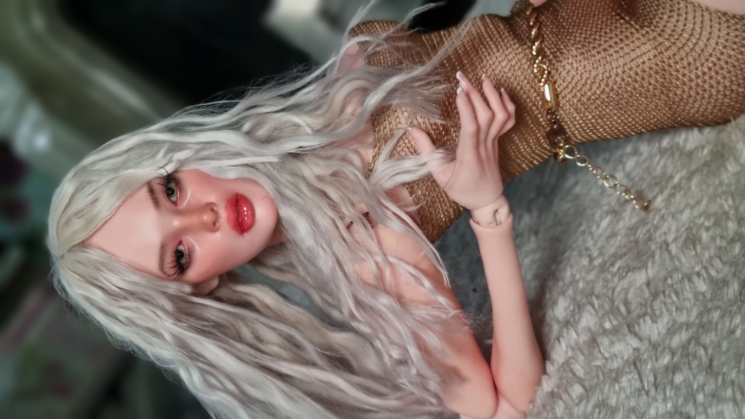 Long Wavy Platinum Blonde Wig – Alpaca Fiber for Felice Dolls (Choose 35cm or 45cm)