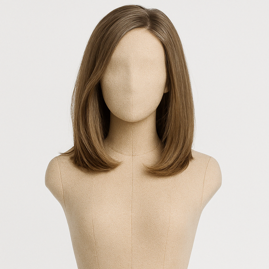 Medium-Length Straight Ash Brown Wig – Alpaca Fiber for Felice Dolls (Choose 35cm or 45cm)