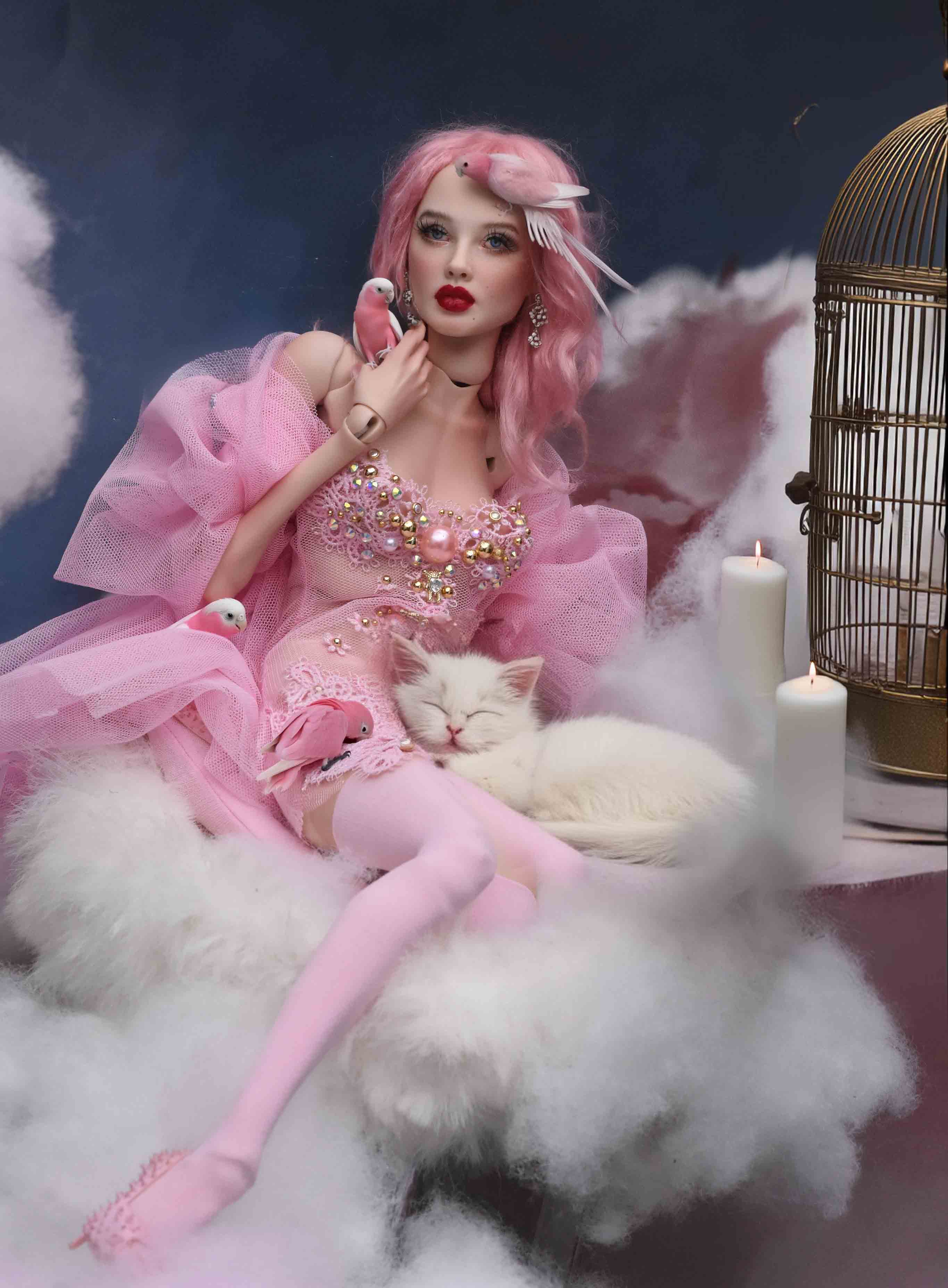 🌸 "Celeste" Handcrafted Embellished Gown for 45cm Dolls