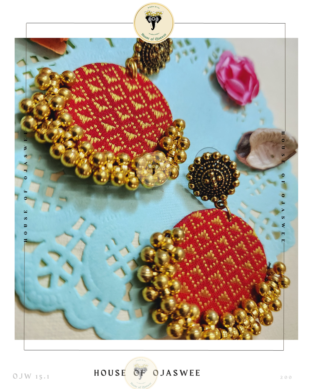 Fabric Earrings - Khann (Red)