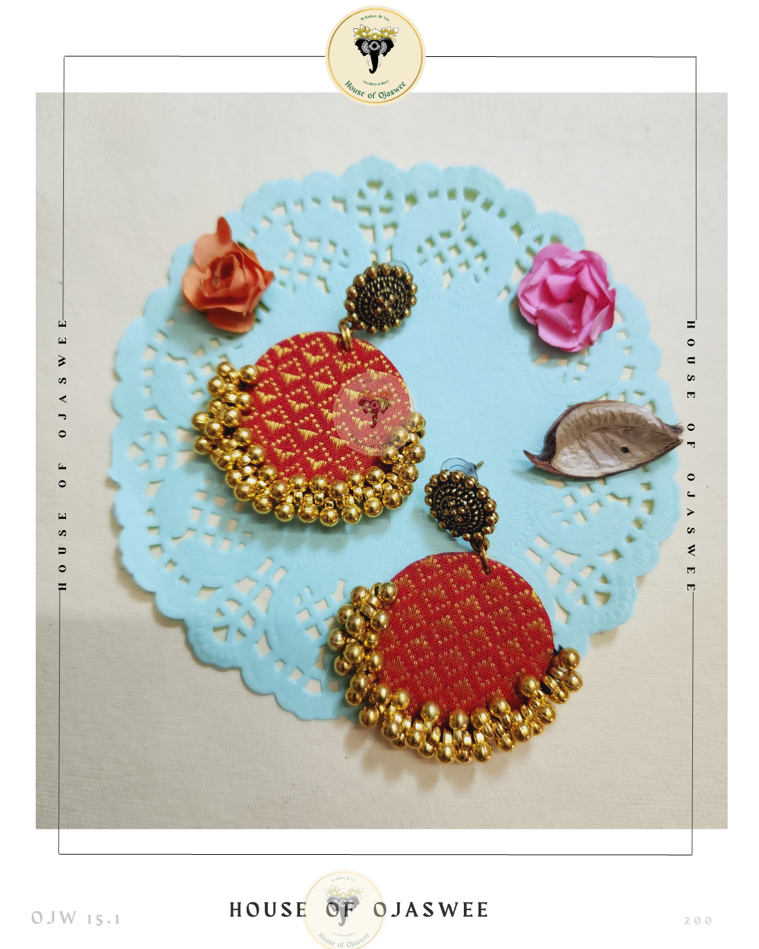 Fabric Earrings - Khann (Red)