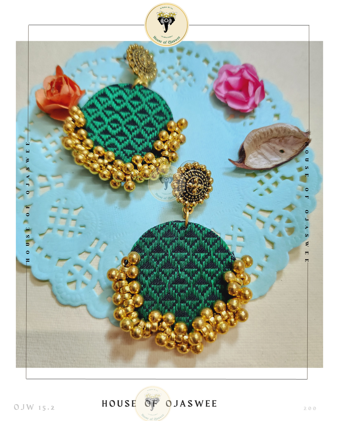 Fabric Earrings - Khann (Green)