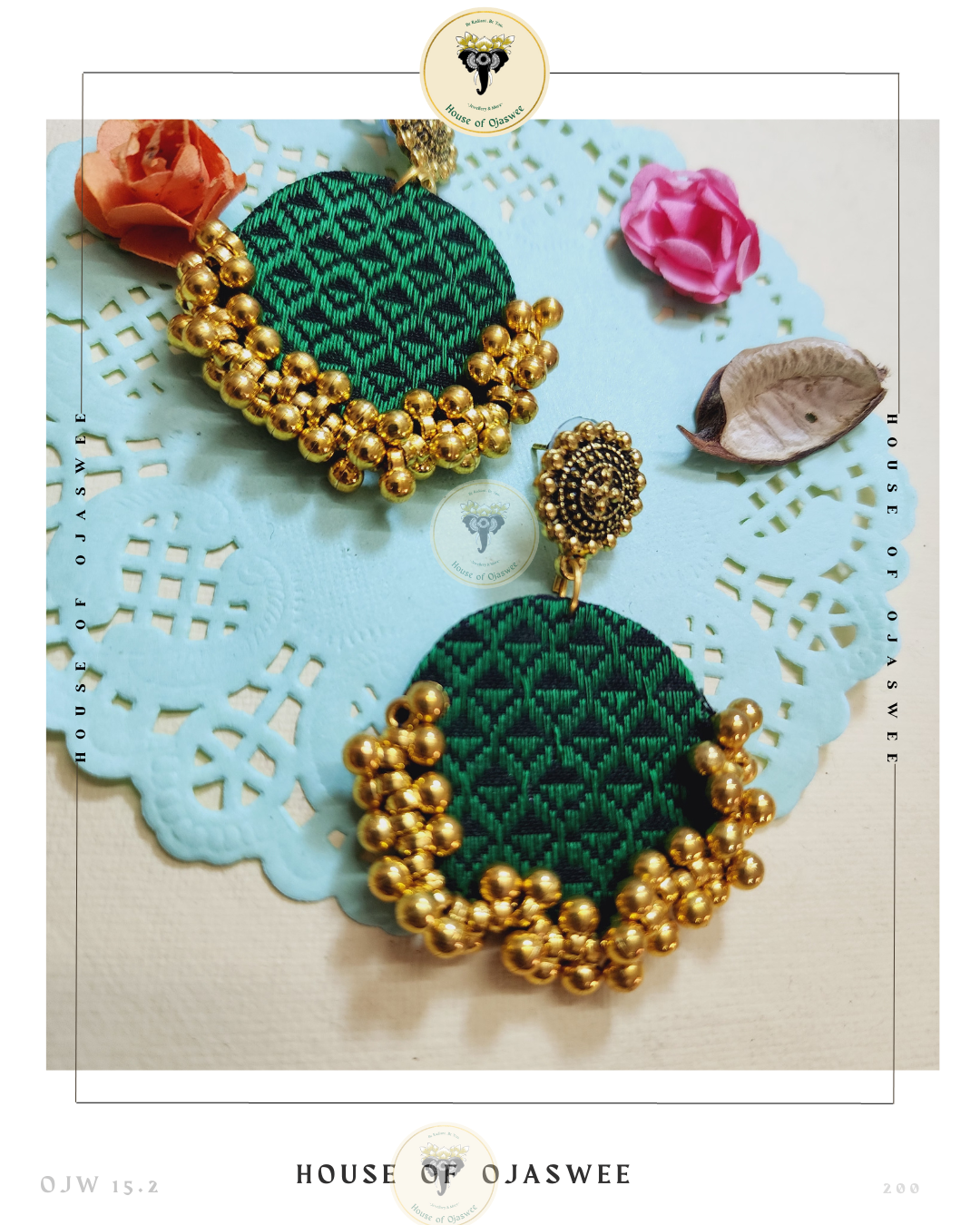 Fabric Earrings - Khann (Green)