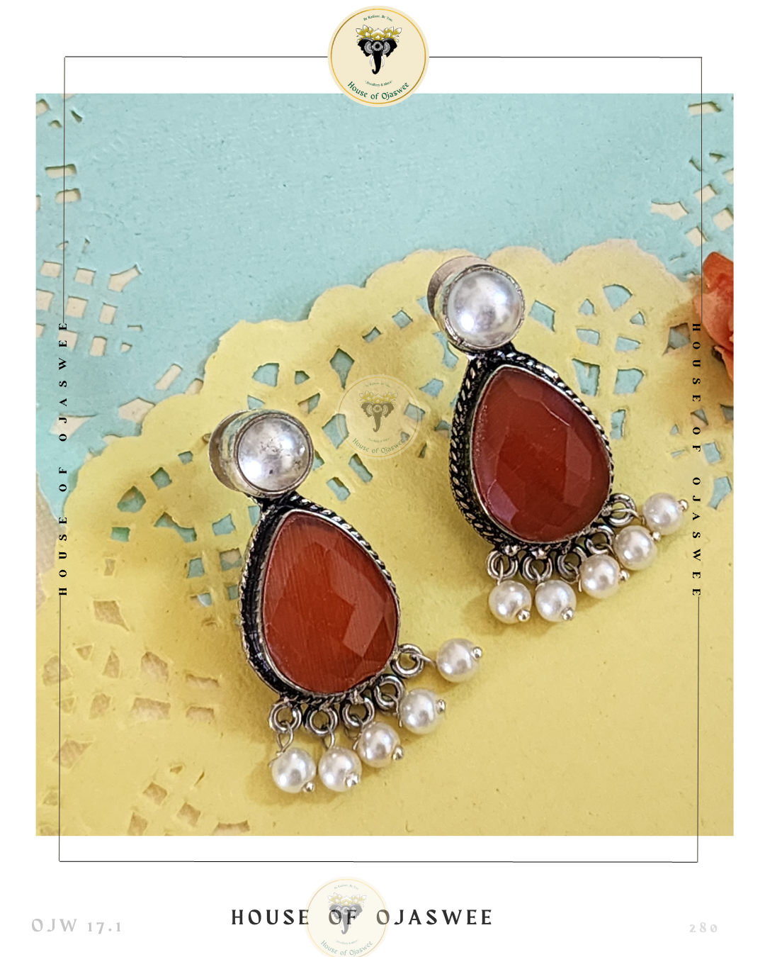 German Silver Earrings - Coffee Brown
