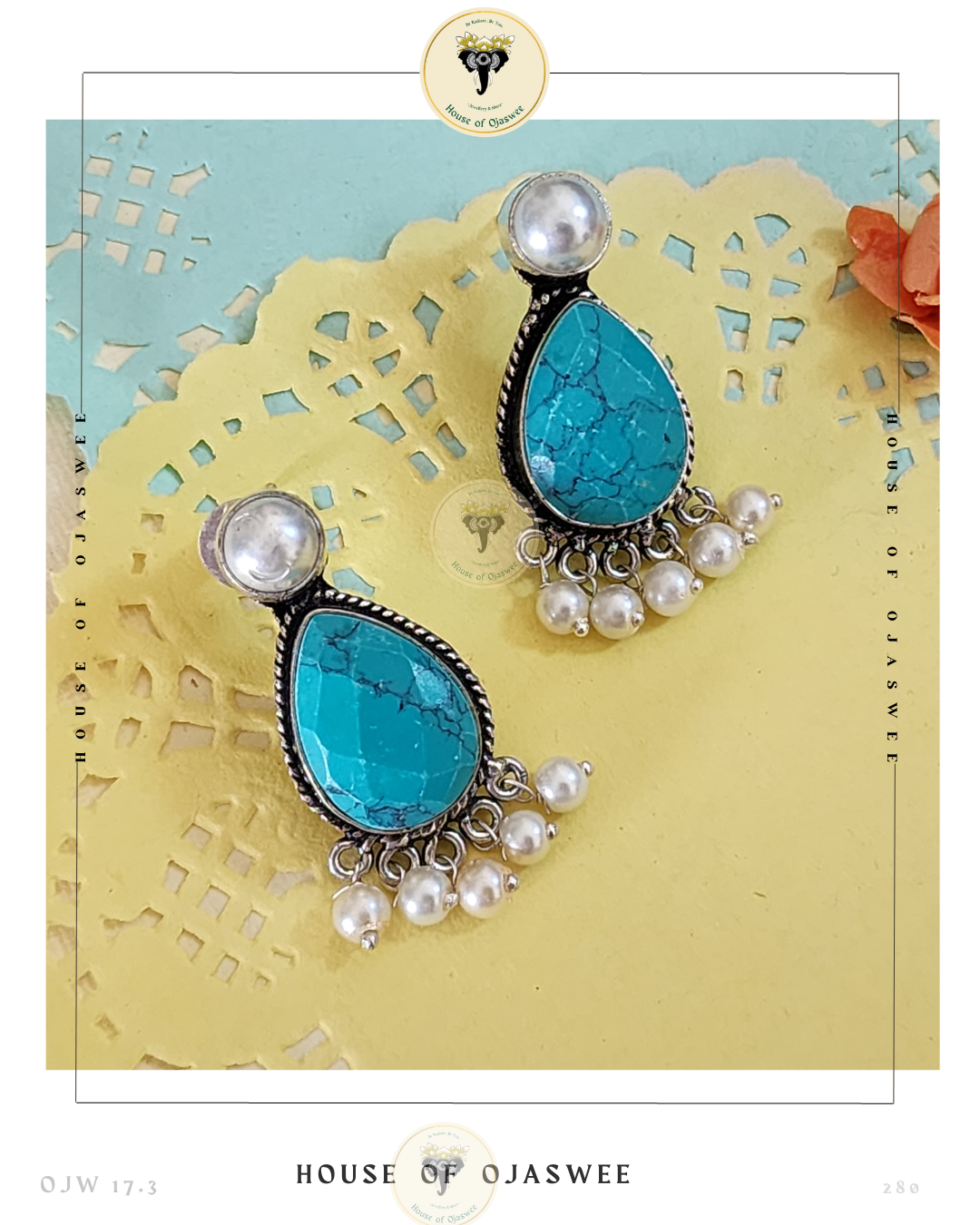 German Silver Earrings - Textured Turquoise