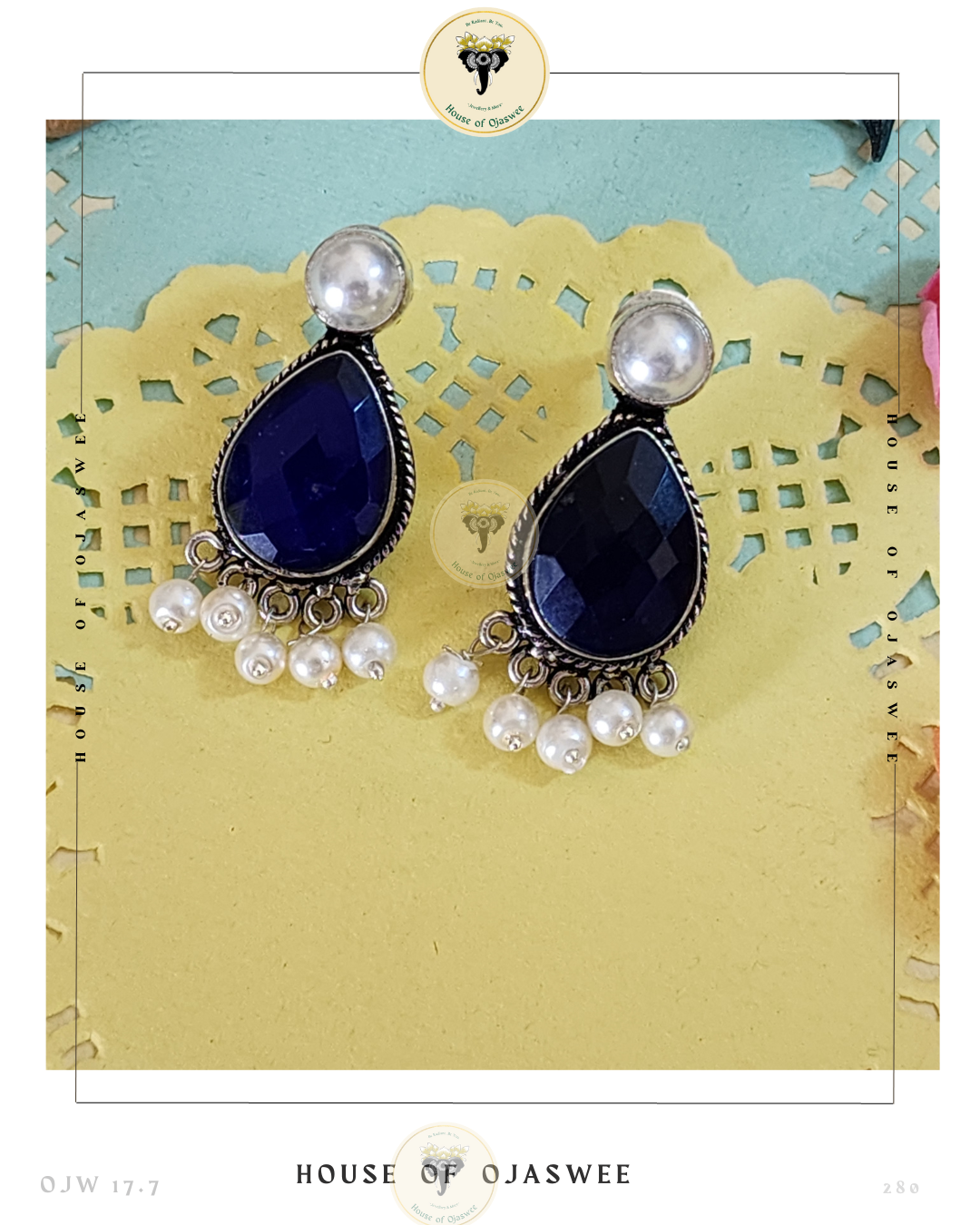German Silver Earrings - Sapphire