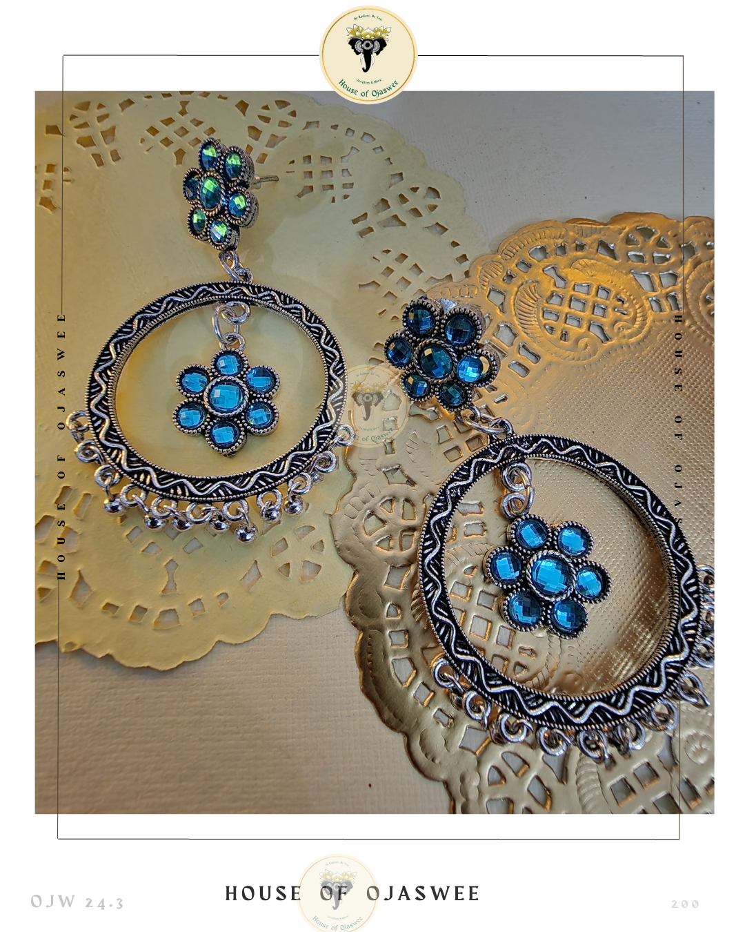 Oxidized Earrings Light Blue