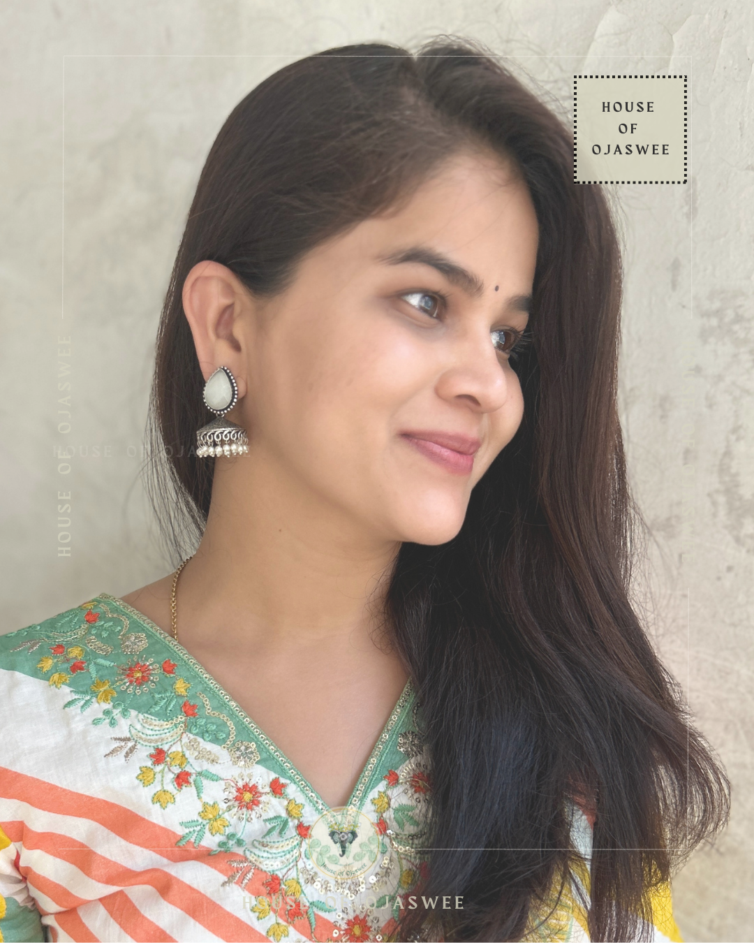 Oxidized Jhumki -White
