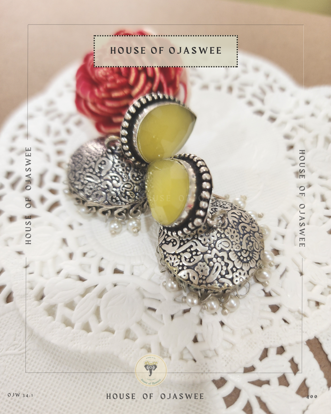 Oxidized Jhumki - Yellow