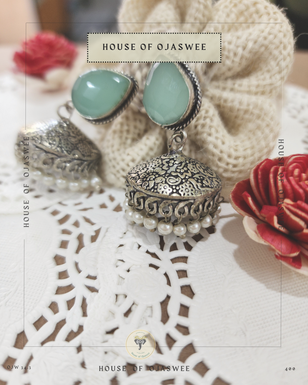 Oxidized Jhumki - Pastel Green