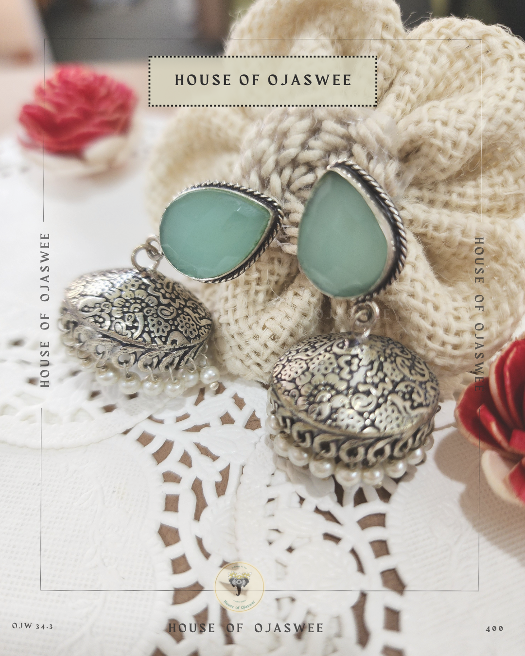 Oxidized Jhumki - Pastel Green