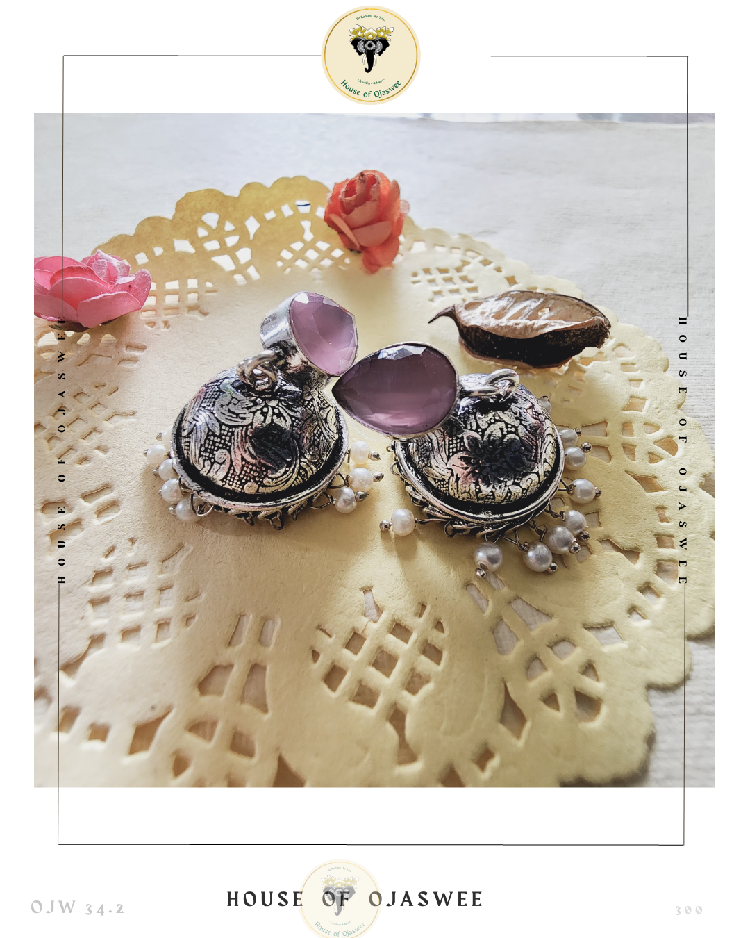 Oxidized Jhumki - Pastel Pink