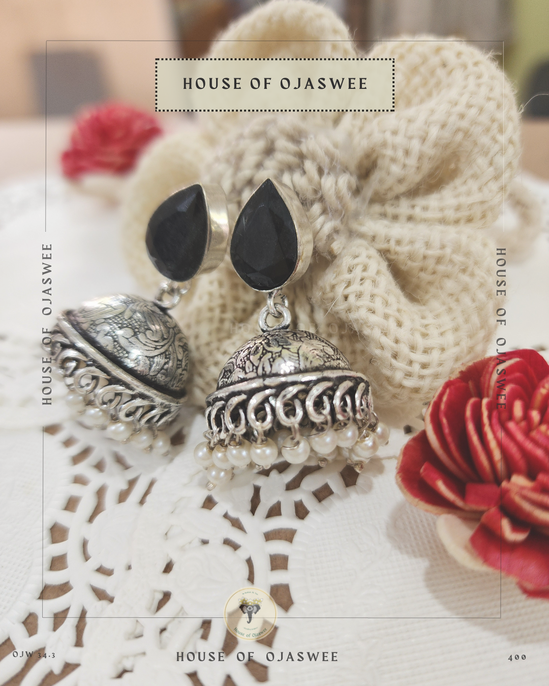 Oxidized Jhumki - Black