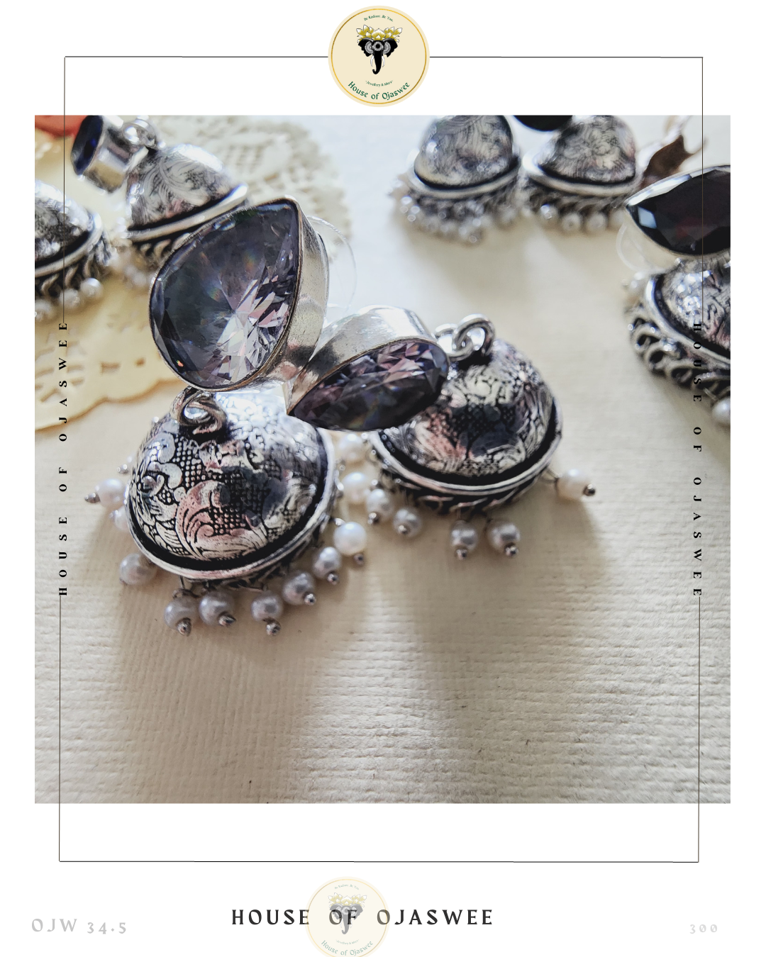 Oxidized Jhumki - White