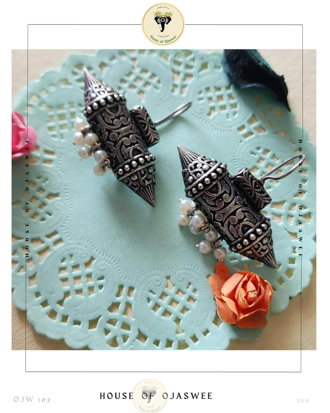 Oxidized Earrings Cylindrical