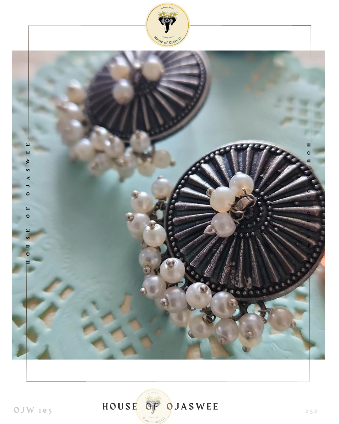 Oxidized Earrings Chakra & Moti