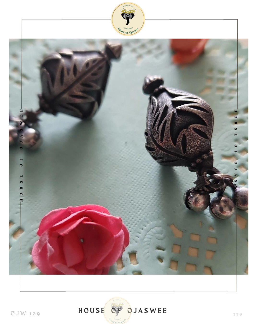 Oxidized Earrings Flower Bud