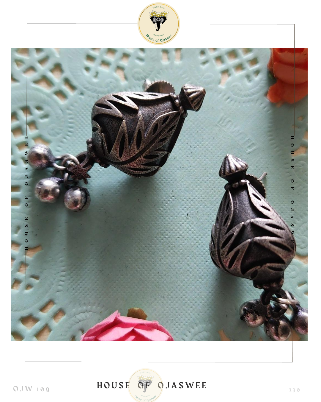 Oxidized Earrings Flower Bud