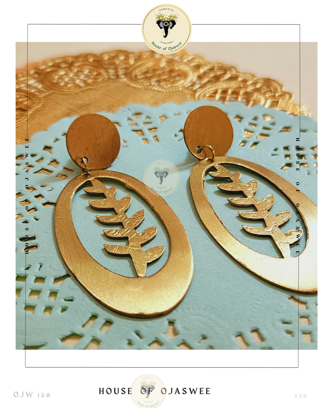 Matte Earrings Leaf Oval