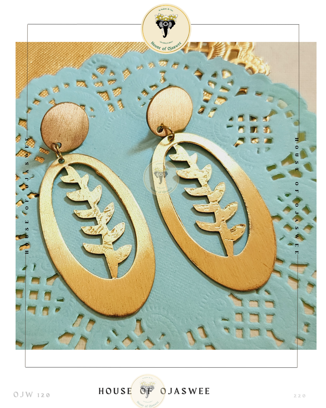 Matte Earrings Leaf Oval