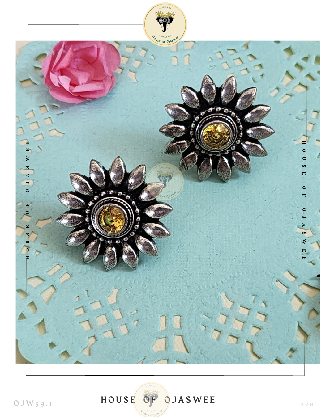 Oxidized Earrings Yellow Chakra