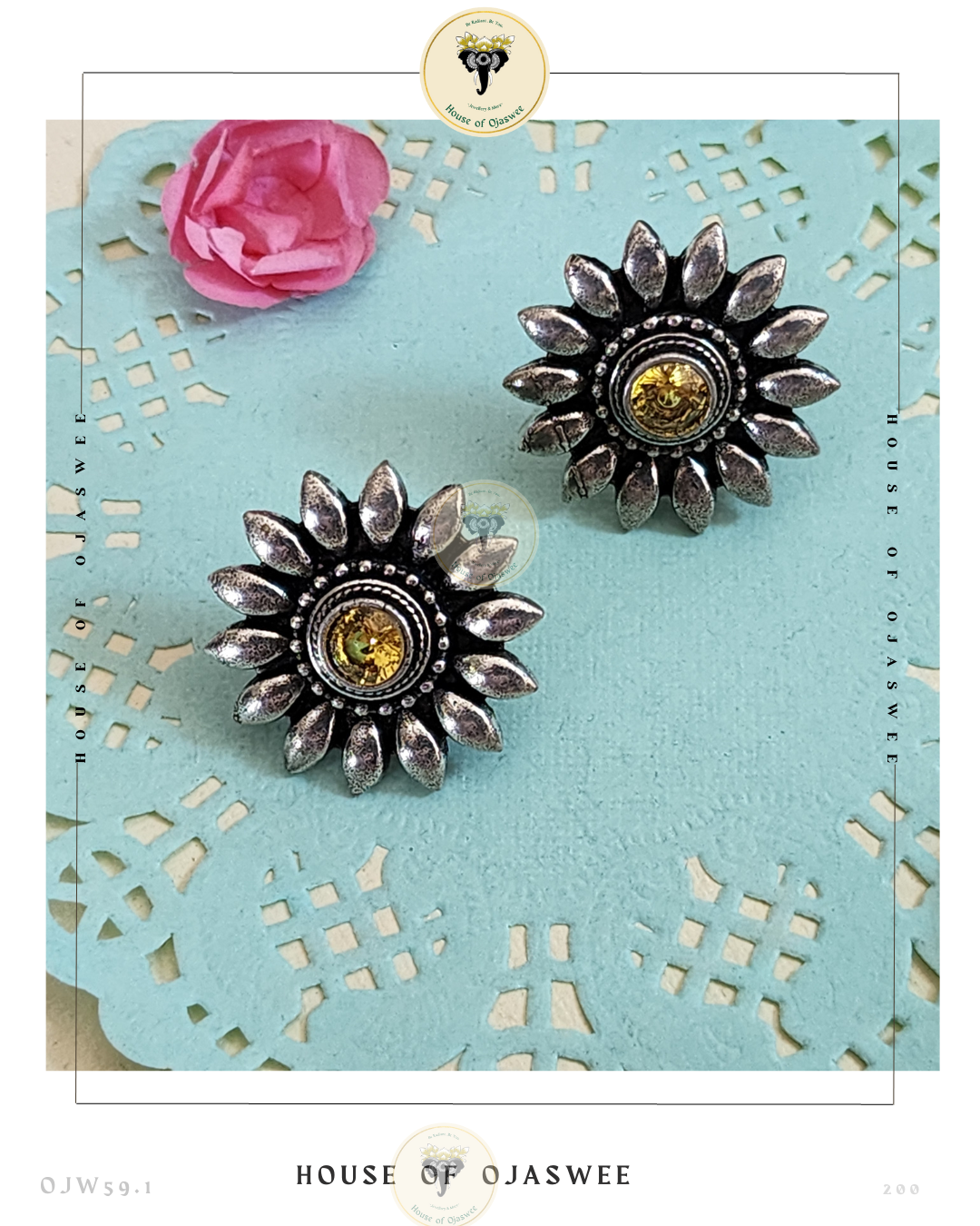 Oxidized Earrings Yellow Chakra 