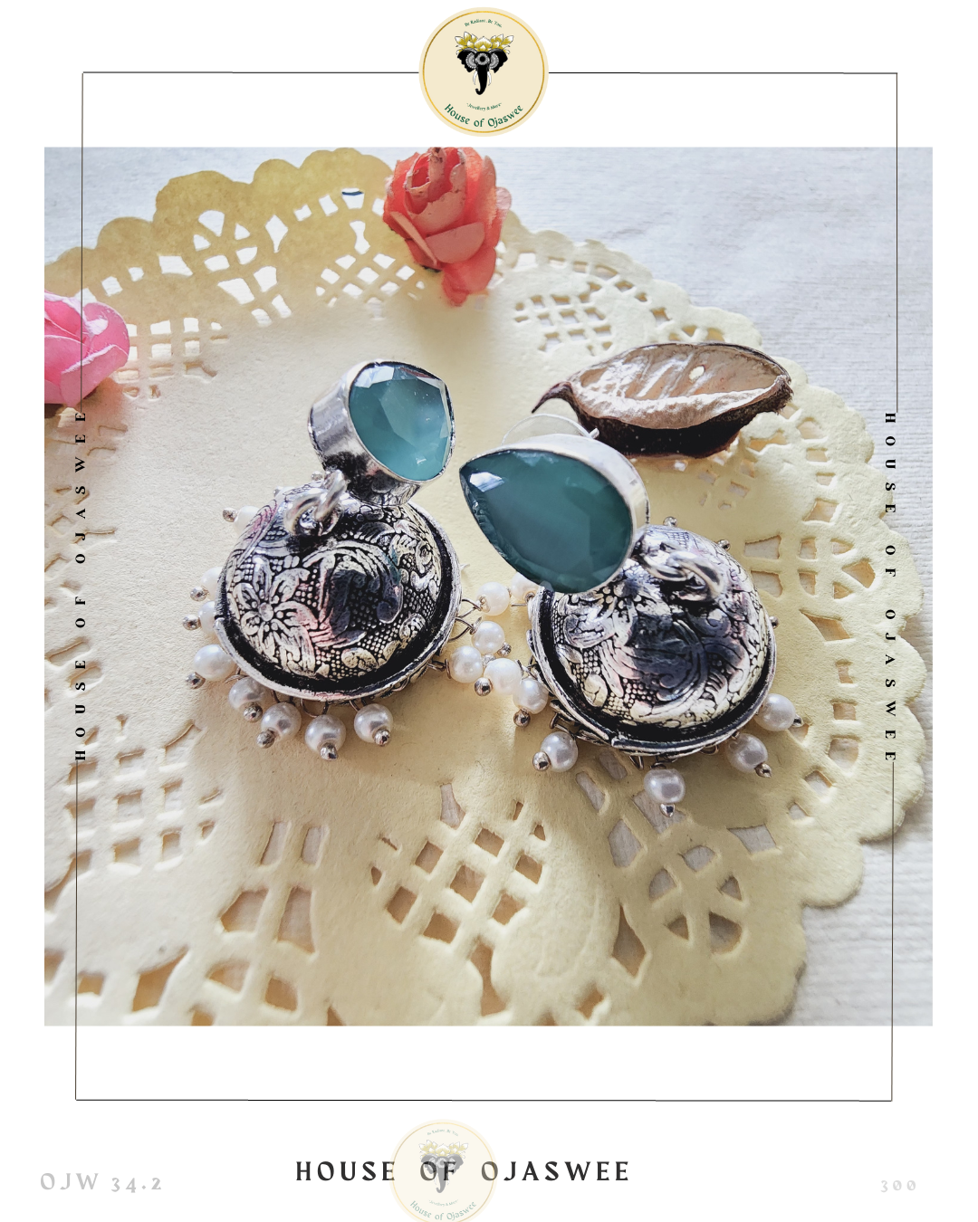 Oxidized Jhumki - Turquoise