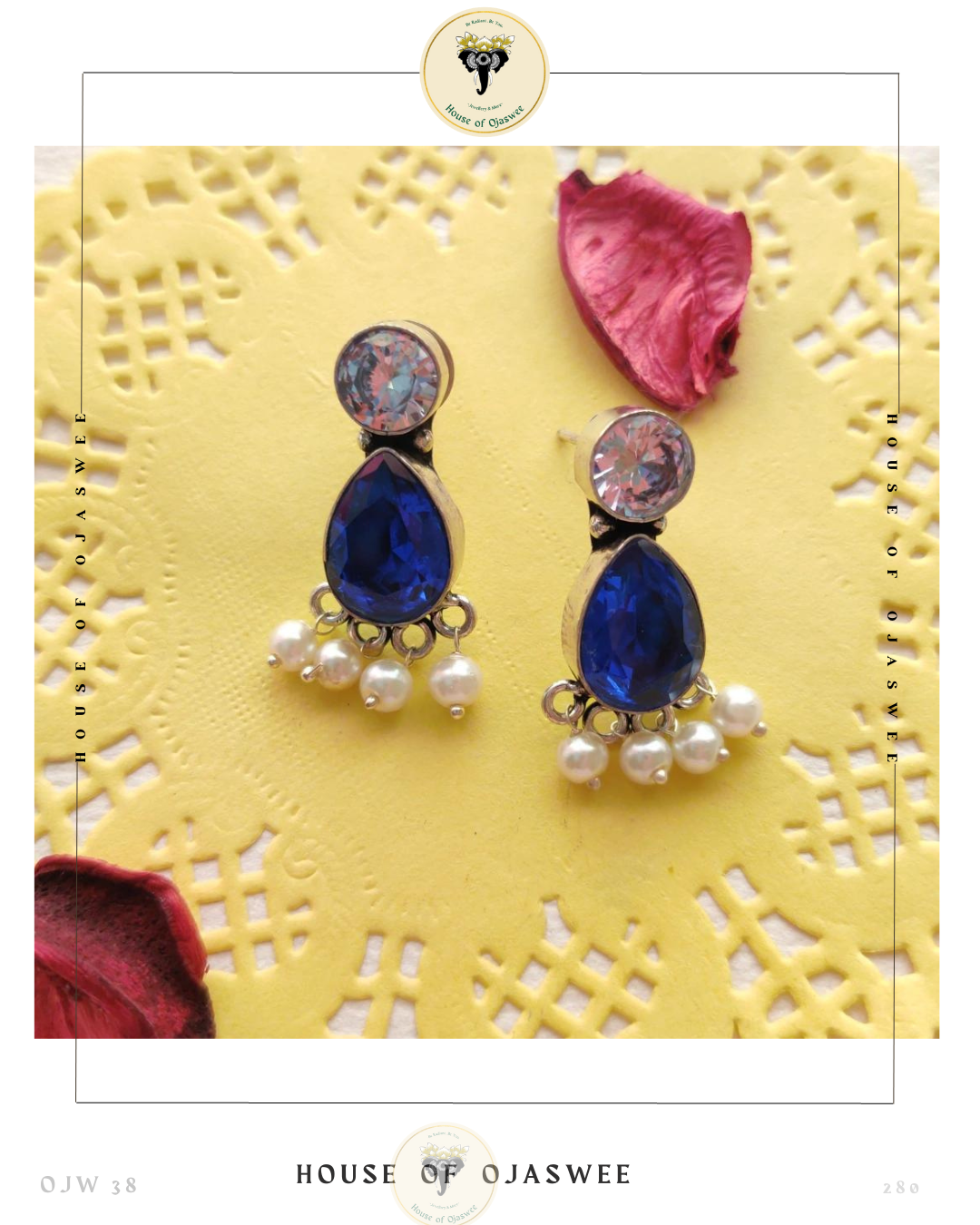Oxidized Earrings - Sapphire