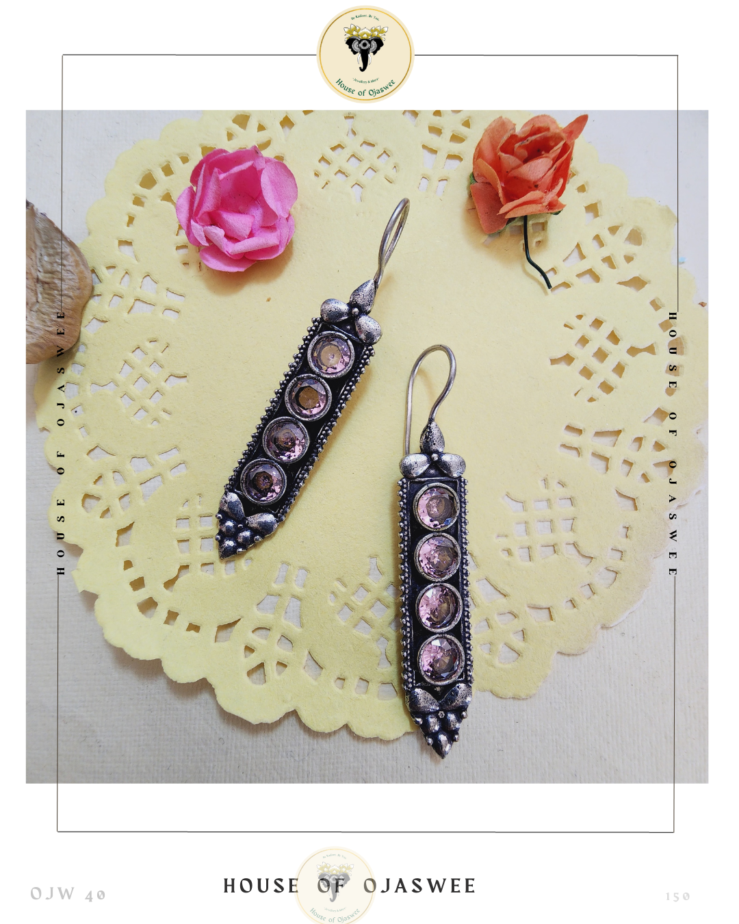 Oxidized Earrings - Pastel Pink
