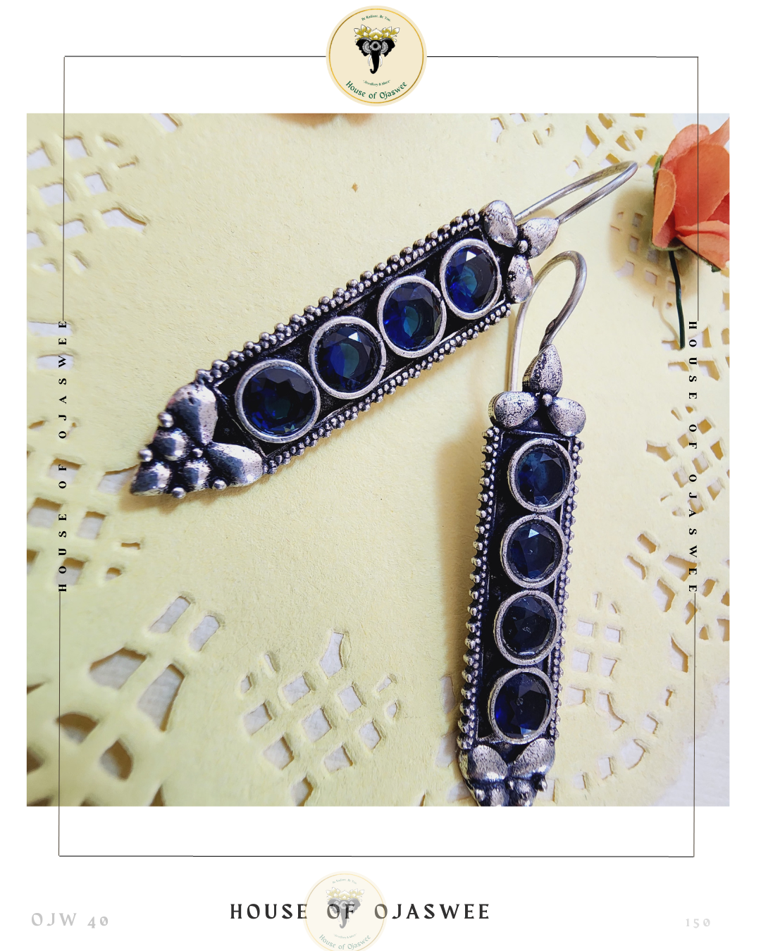 Oxidized Earrings - Navy Blue