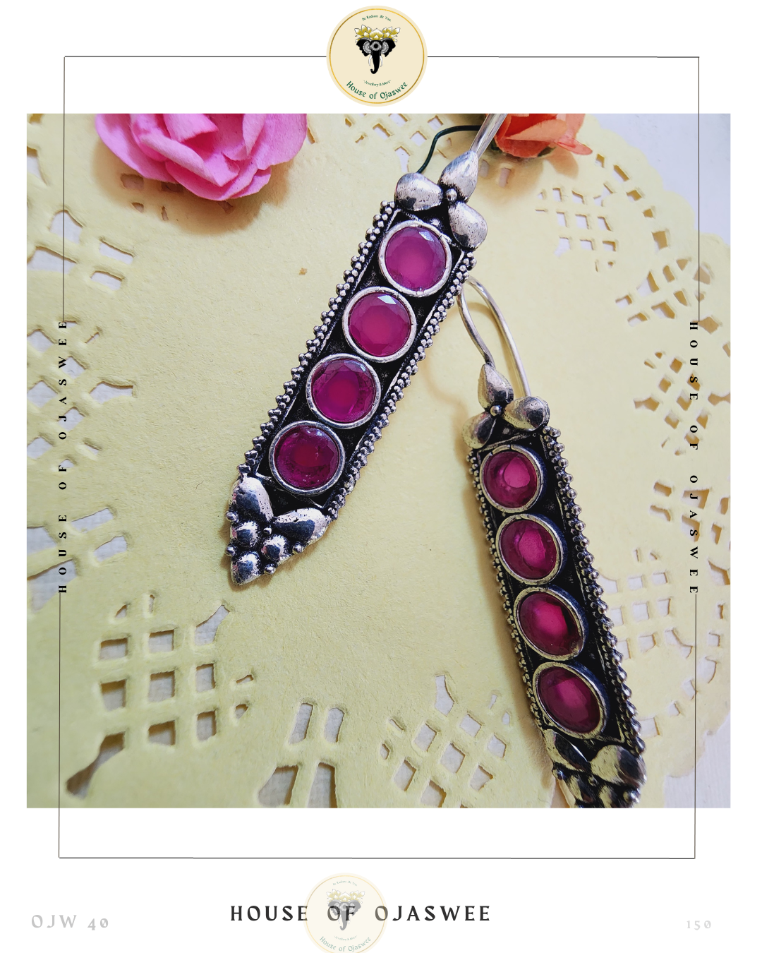 Oxidized Earrings - Magenta