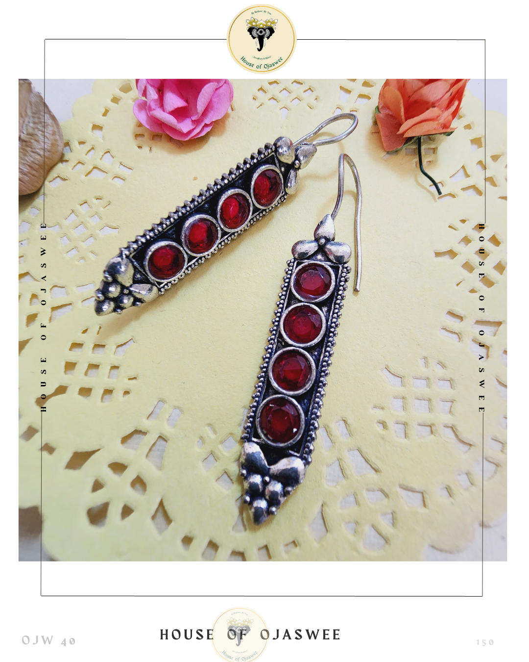 Oxidized Earrings - Magenta