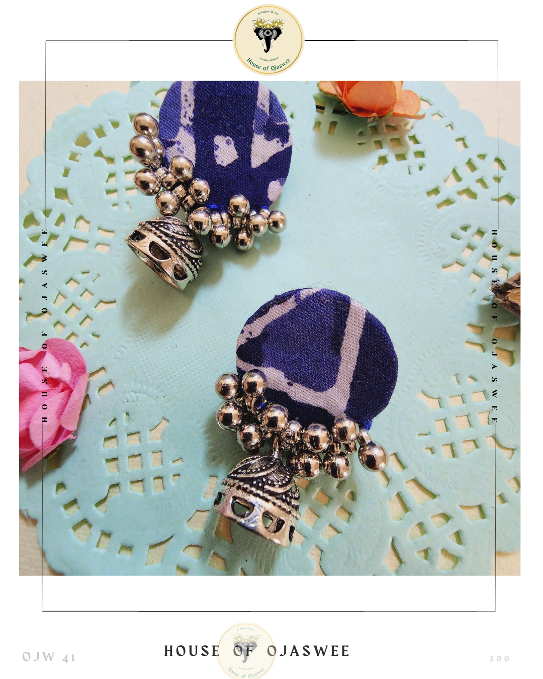 Fabric Earrings - Indigo
