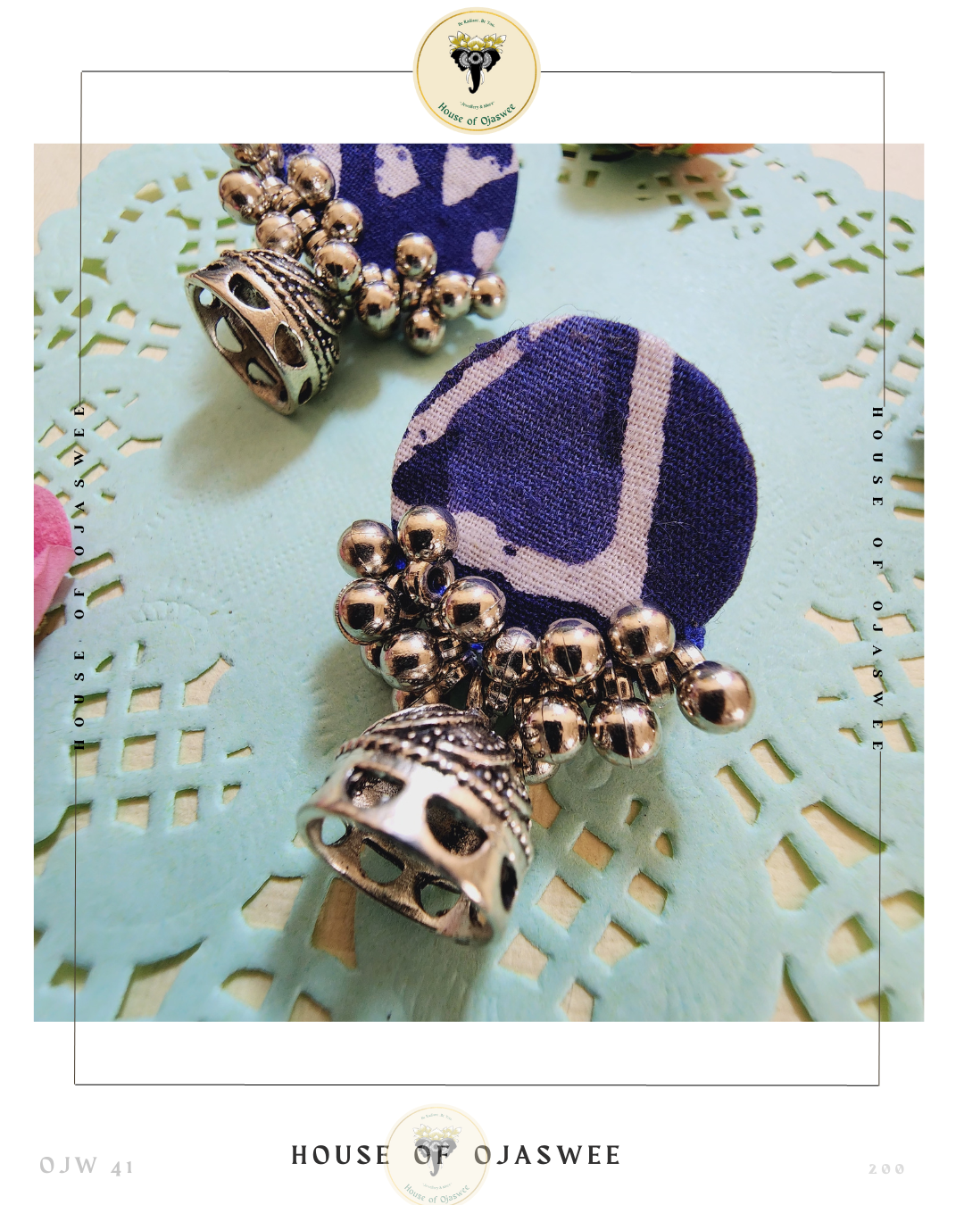 Fabric Earrings - Indigo