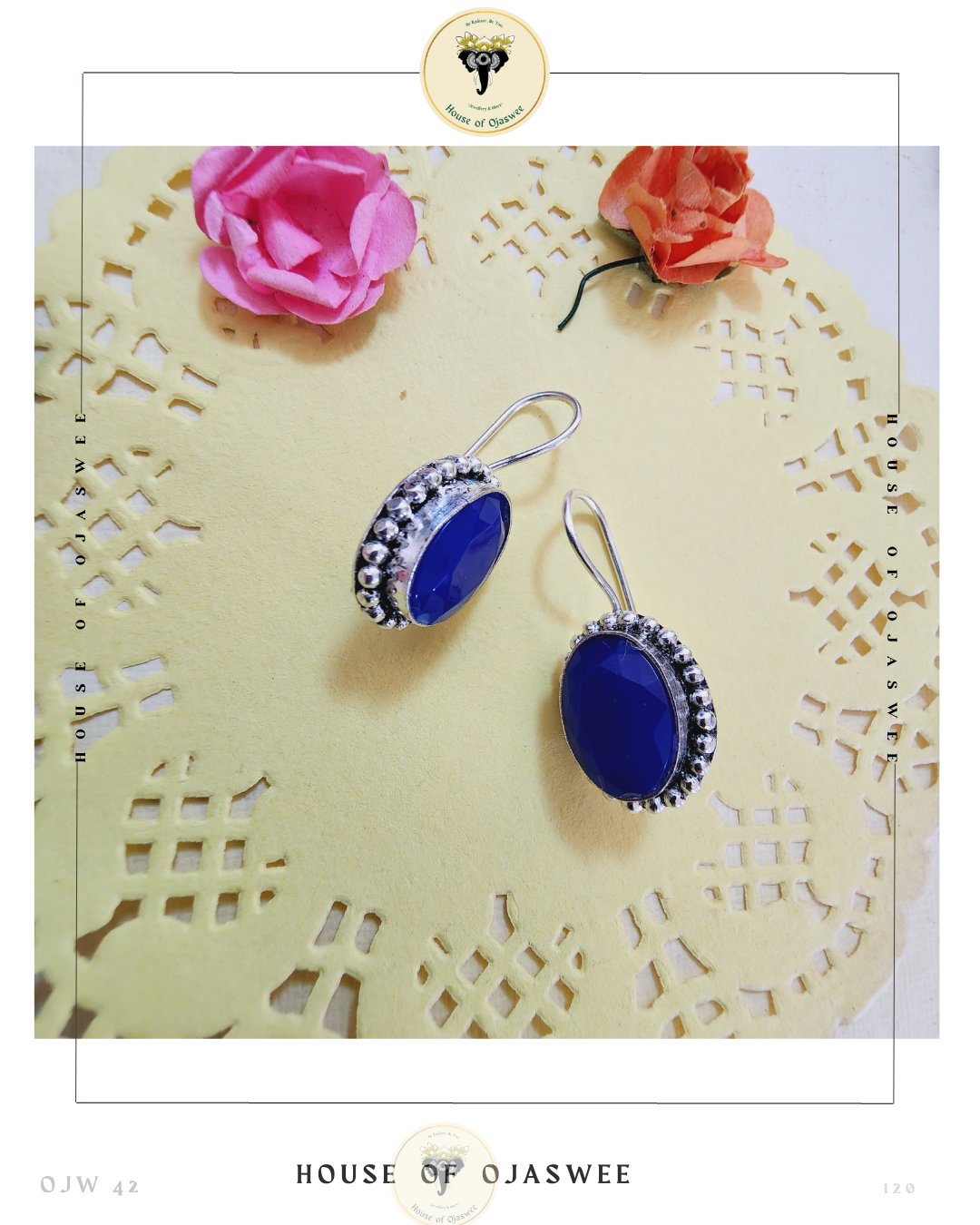 Oxidized Earrings - Blue