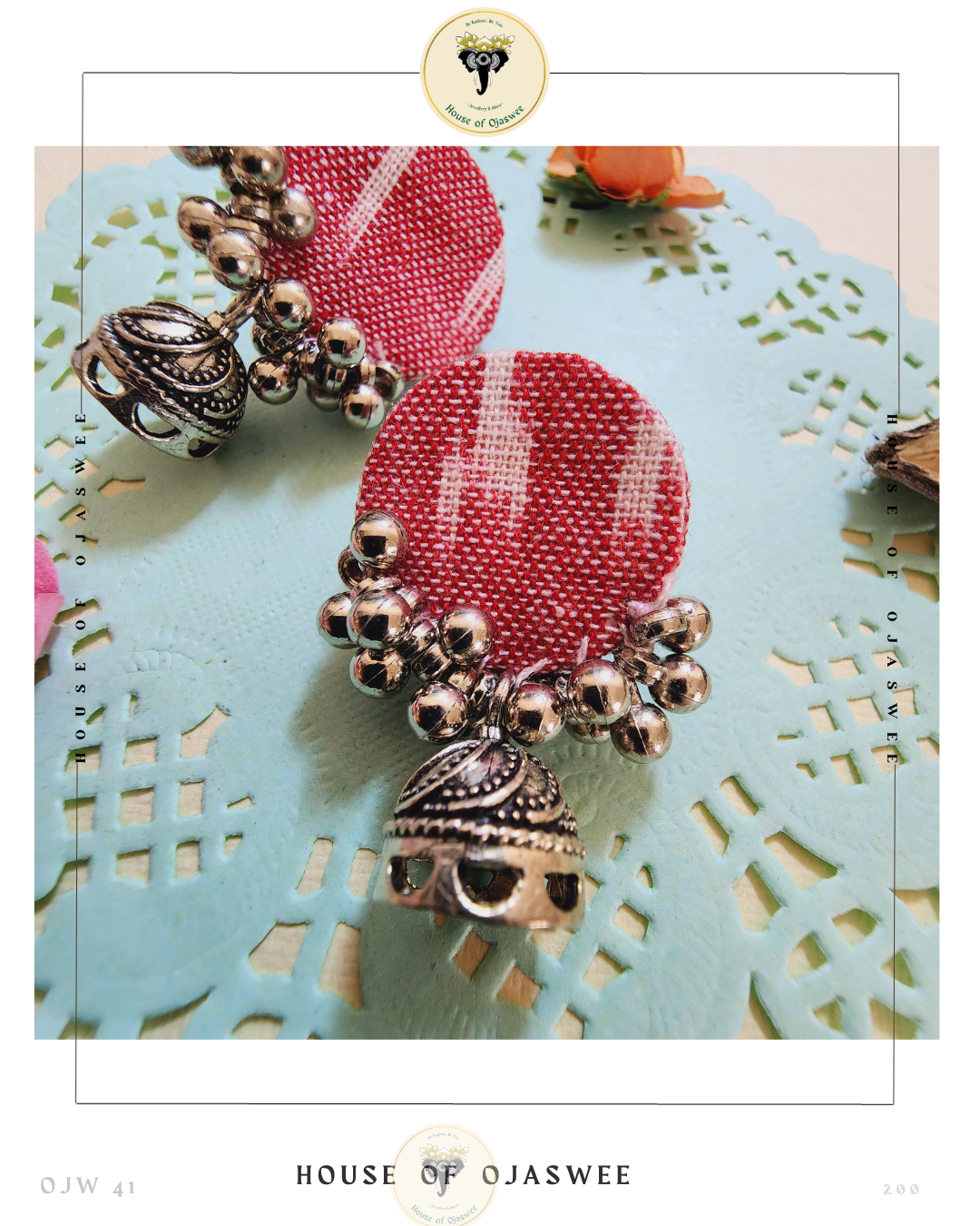 Fabric Earrings - Red