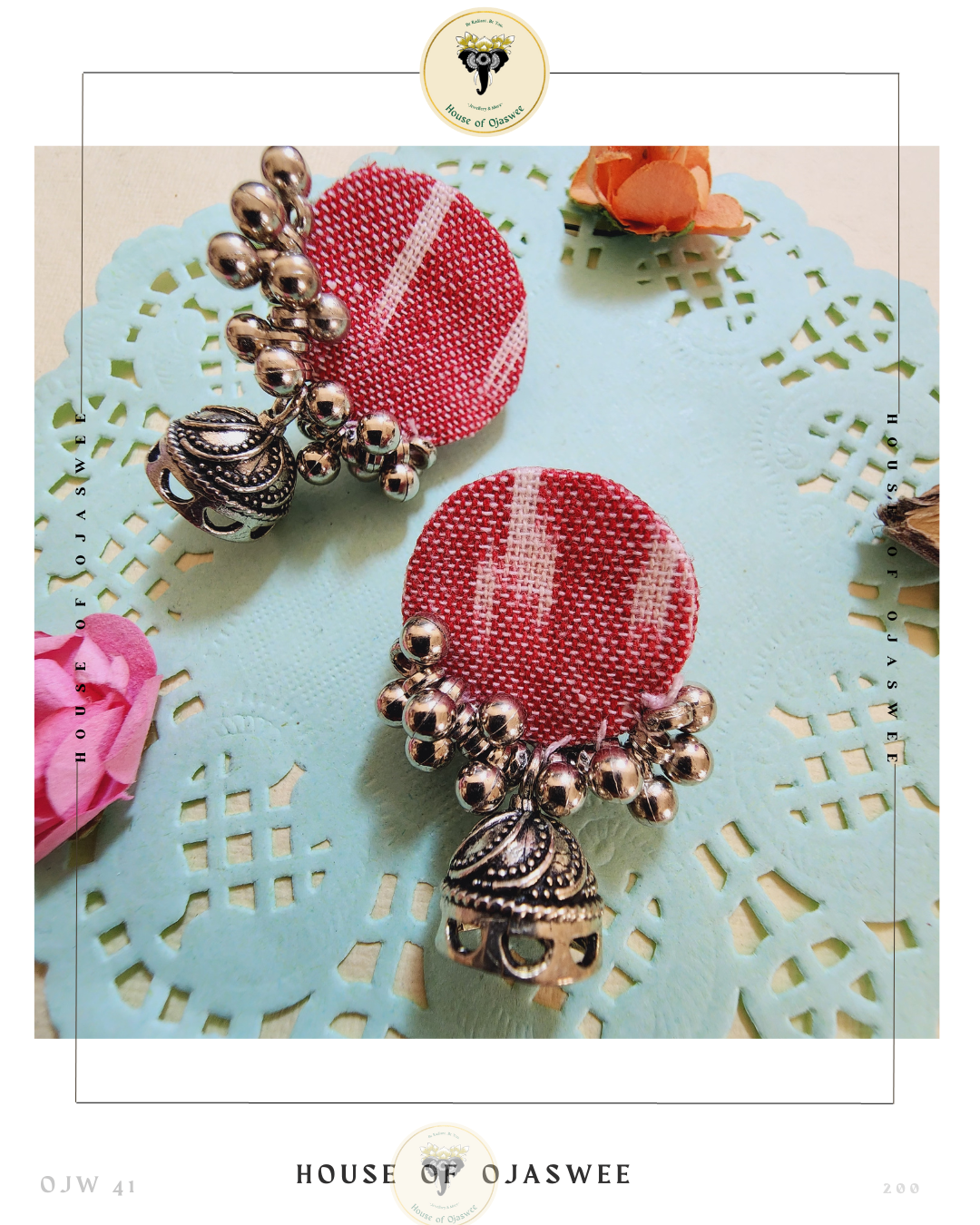 Fabric Earrings - Red