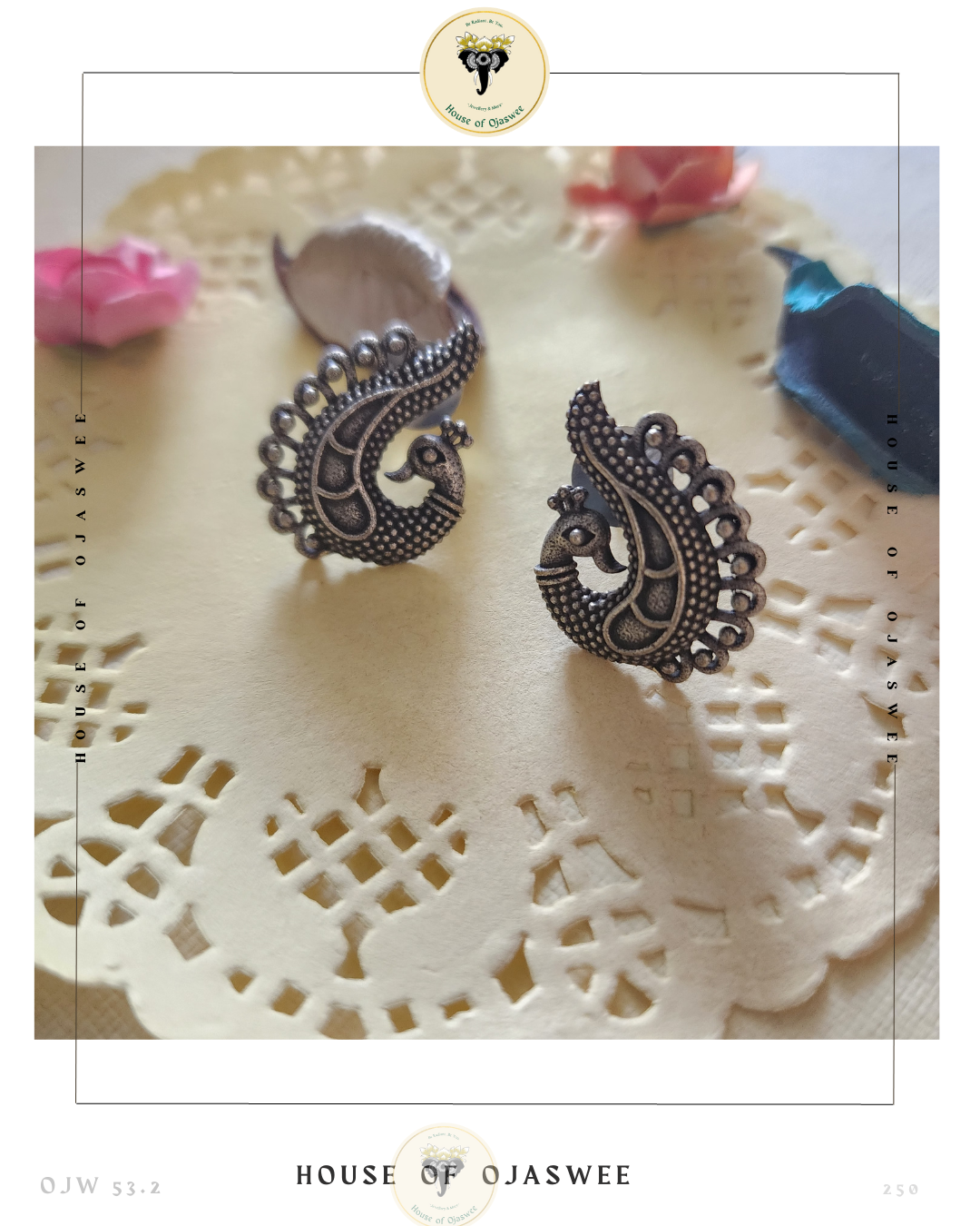 Oxidized Earrings Peacock