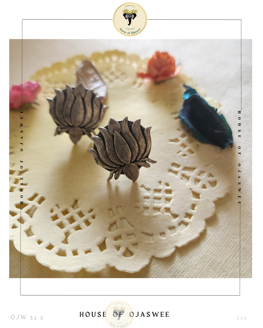 Oxidized Earrings- Lotus