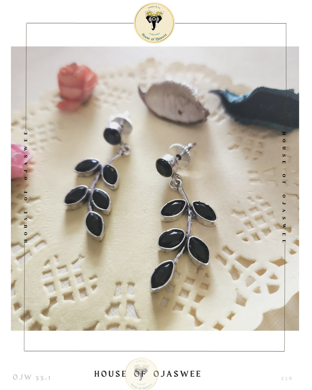 German Silver Earrings - black