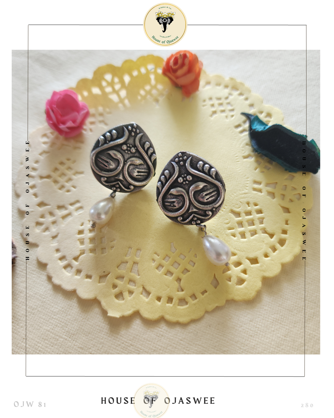 Oxidized Earrings Bud & Moti