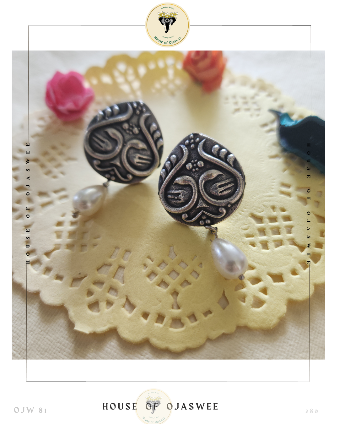 Oxidized Earrings Bud & Moti