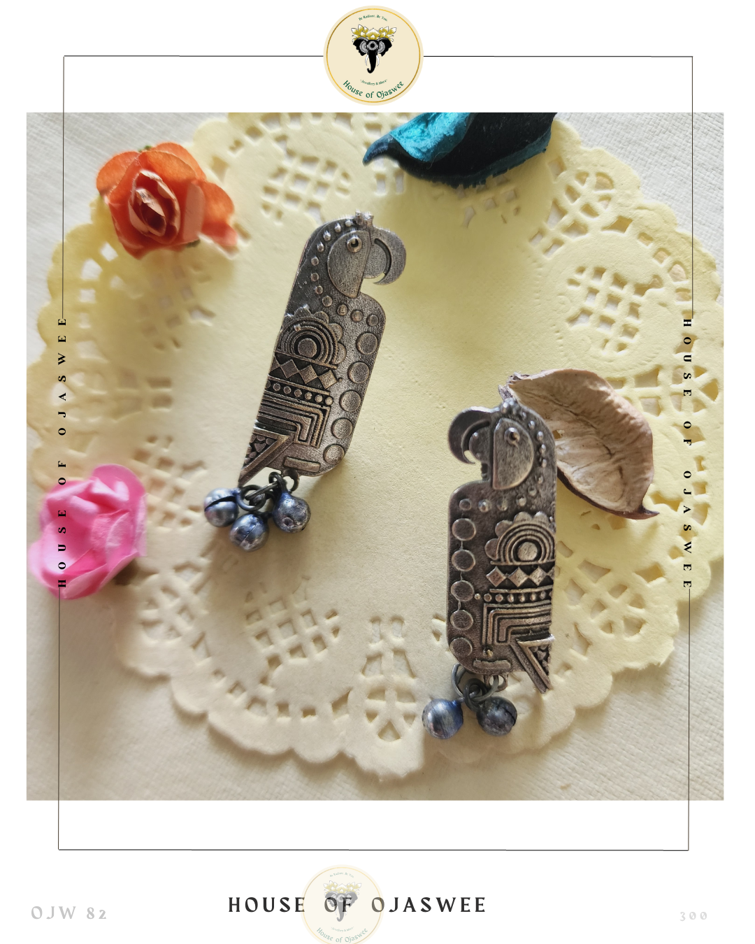 Oxidized Earrings Parrots 