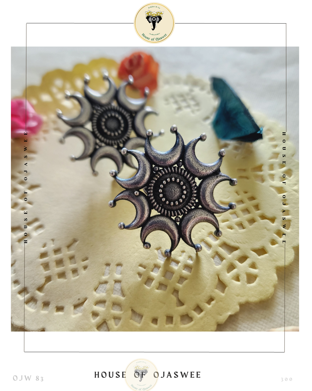 Oxidized Earrings Half moons chakra